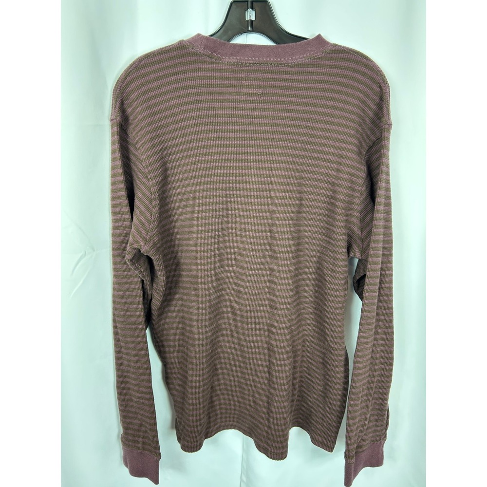 Levis Striped Thermal Long Sleeve Shirt Purple Brown Waffle Knit Large - Picture 6 of 7